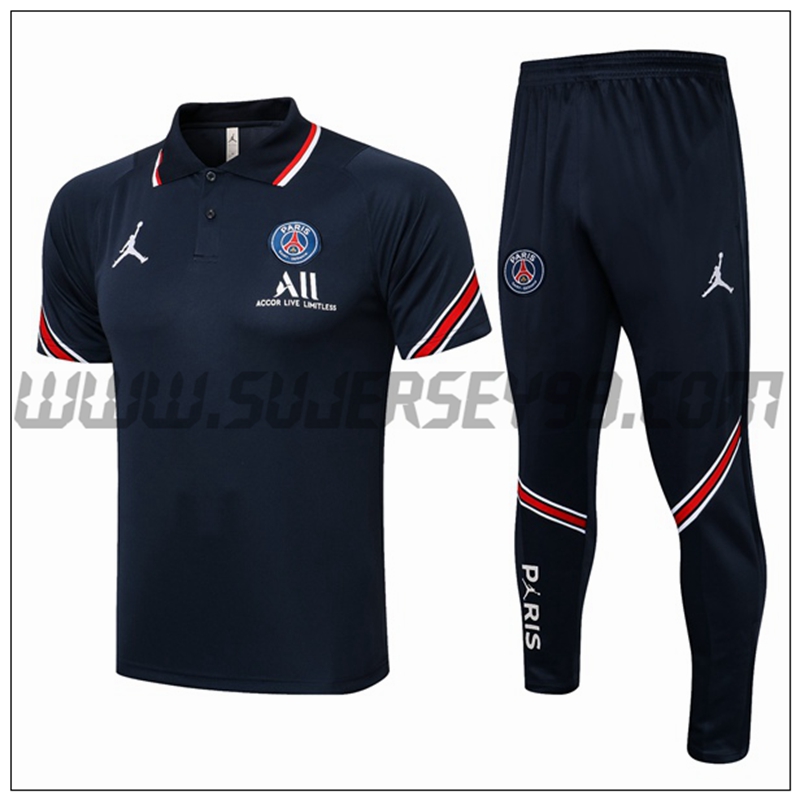 Polo Futbol Jordan PSG + Pantalones Azul marino 2021 2022