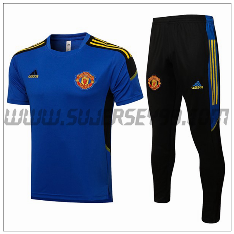 Polo Futbol Manchester United + Pantalones Azul/Negro 2021 2022