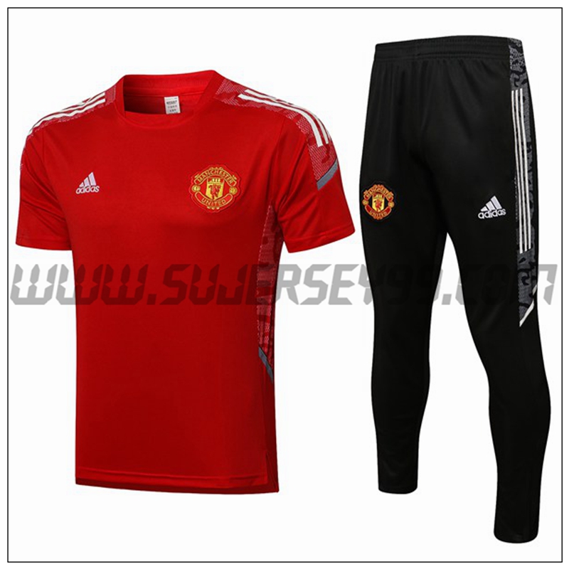 Polo Futbol Manchester United + Pantalones Blanco/Rojo 2021 2022 -02