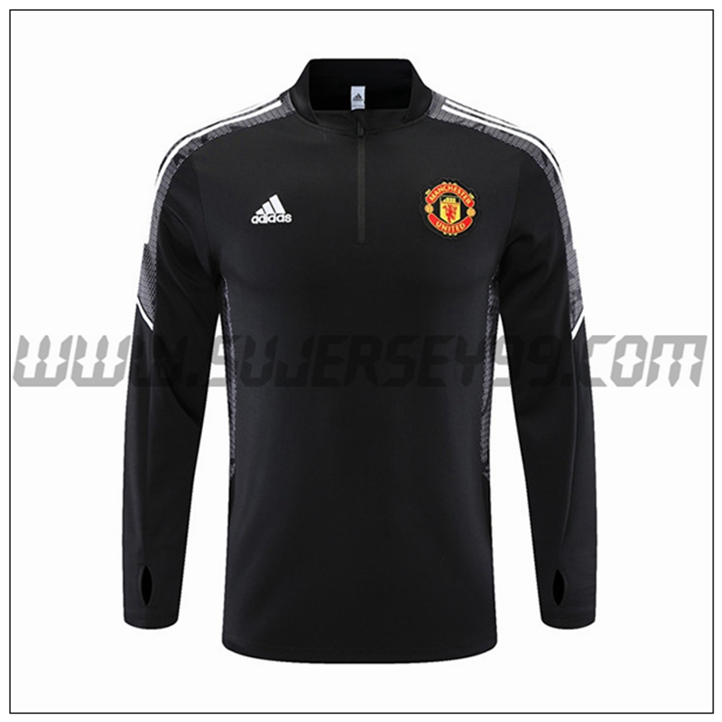 Sudadera Entrenamiento Manchester United Negro/Blanco 2021 2022