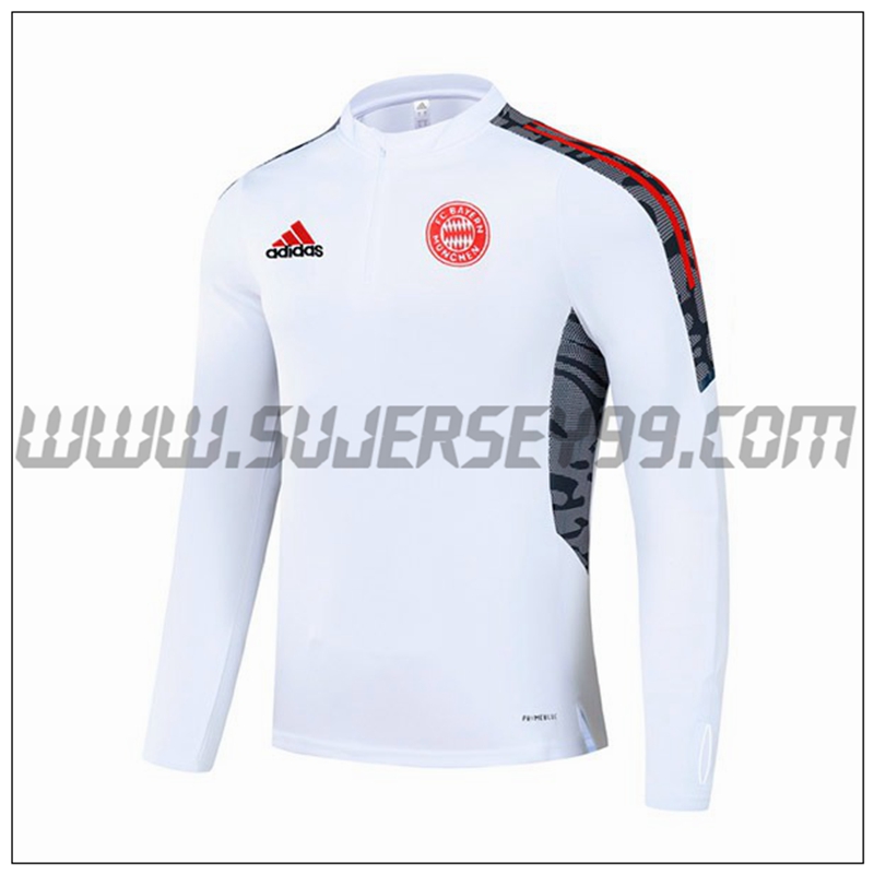 Sudadera Entrenamiento FC Bayern Munich Blanco/Rojo 2021 2022