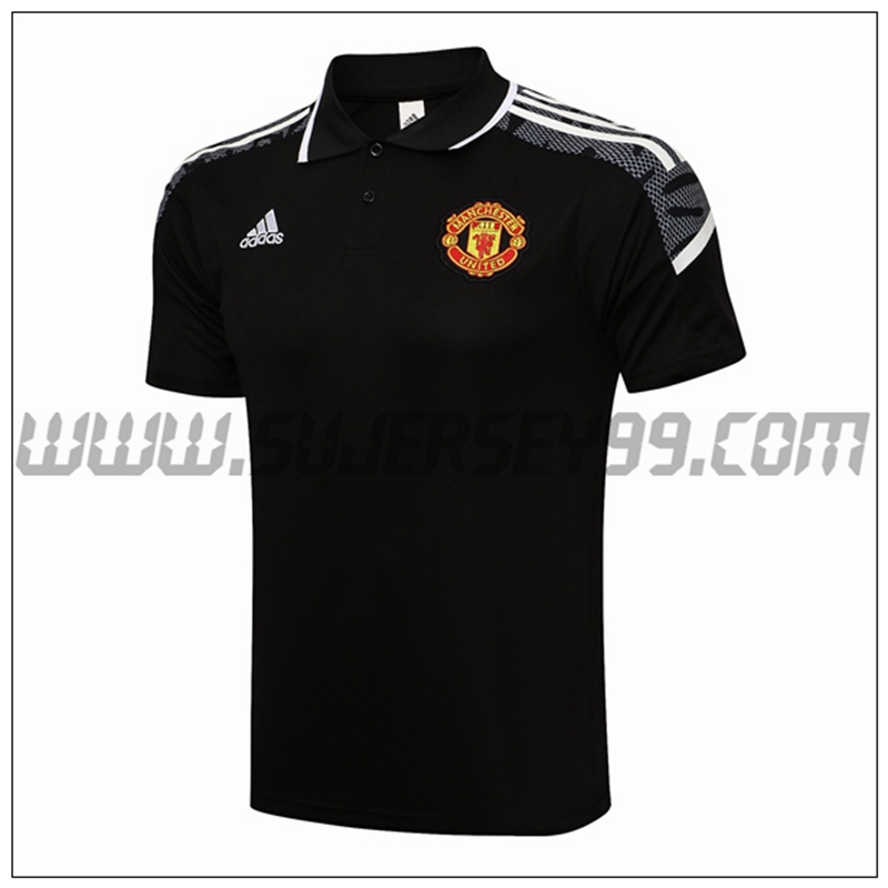 Polo Futbol Manchester United Negro/Blanco 2021 2022