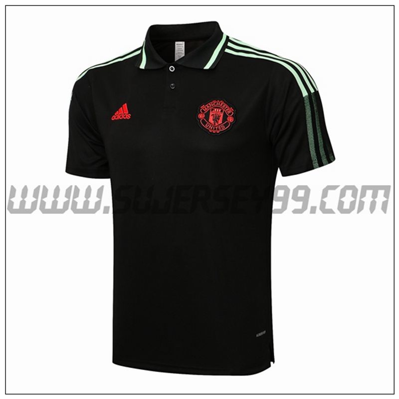 Polo Futbol Manchester United Negro/Verde 2021 2022