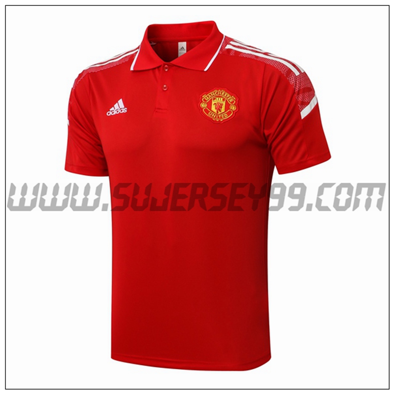 Polo Futbol Manchester United Blanco/Rojo 2021 2022 -01