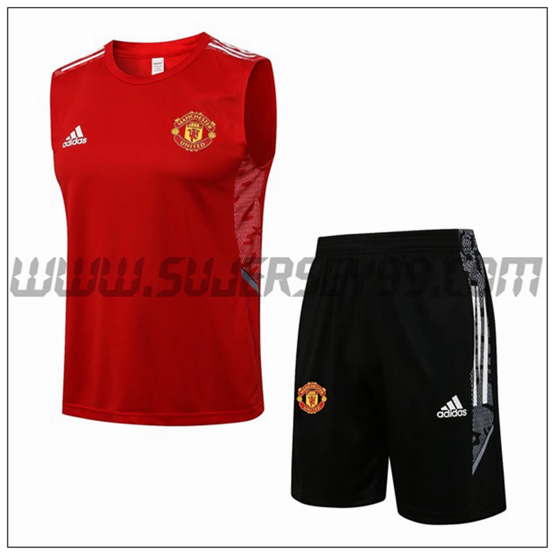 Chaleco de Entrenamiento Manchester United + Pantalones Cortos Rojo 2021 2022