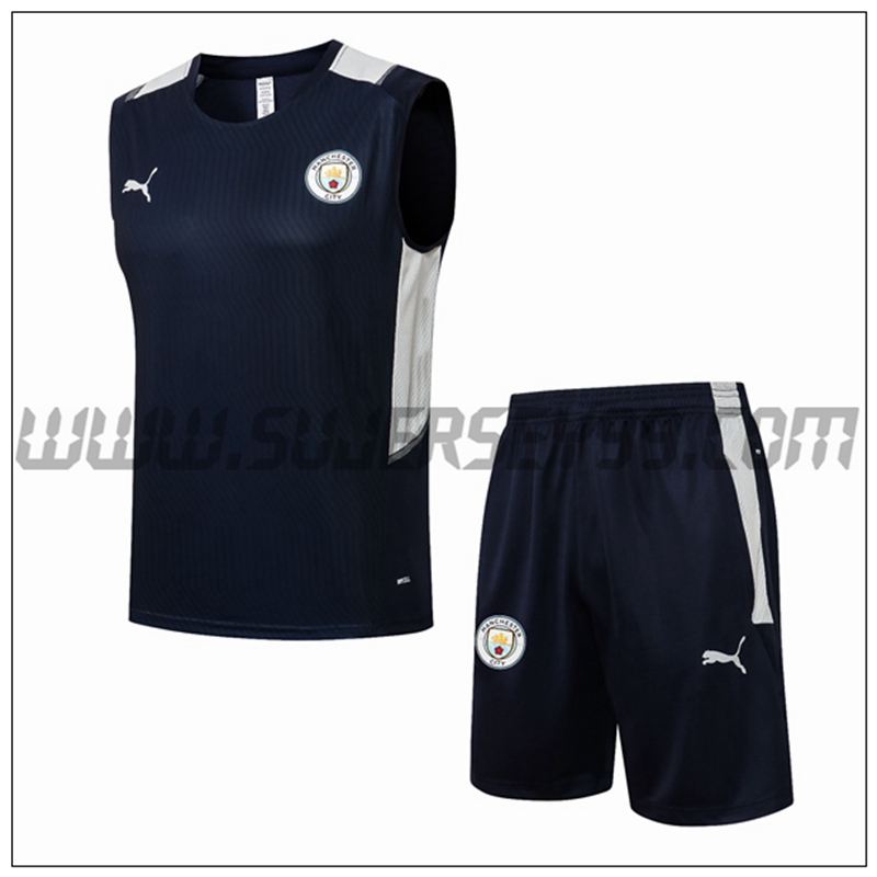 Chaleco de Entrenamiento Manchester City + Pantalones Cortos Azul marino 2021 2022