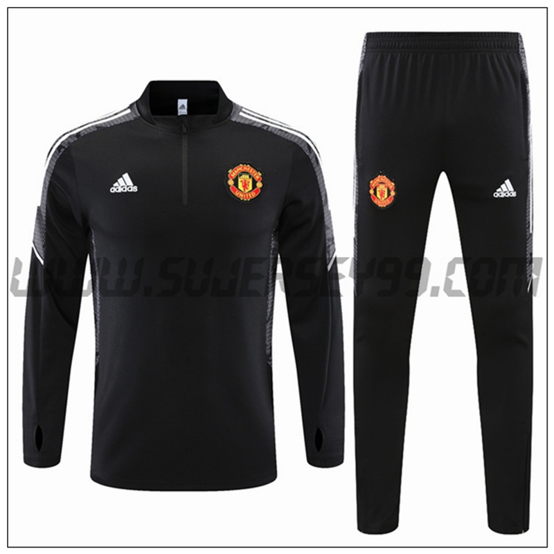 Chandal del Manchester United Negro/Blanco 2021 2022