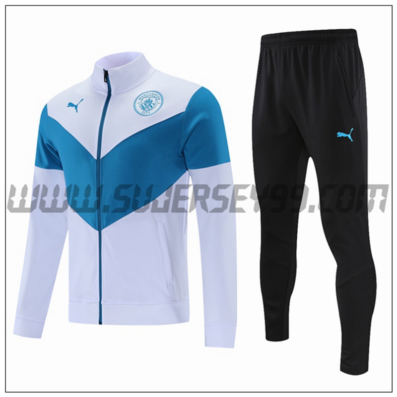 Chaqueta Chandal del Manchester City Blanco/Azul 2021 2022