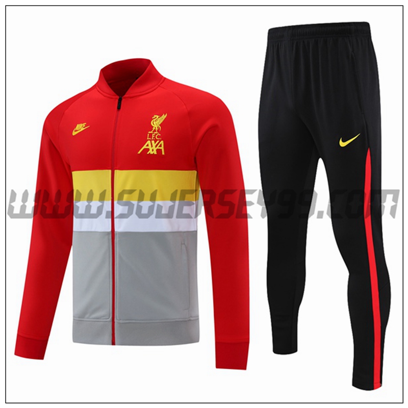 Chaqueta Chandal del FC Liverpool Rojo/Amarillo/Blanco/Gris 2021 2022