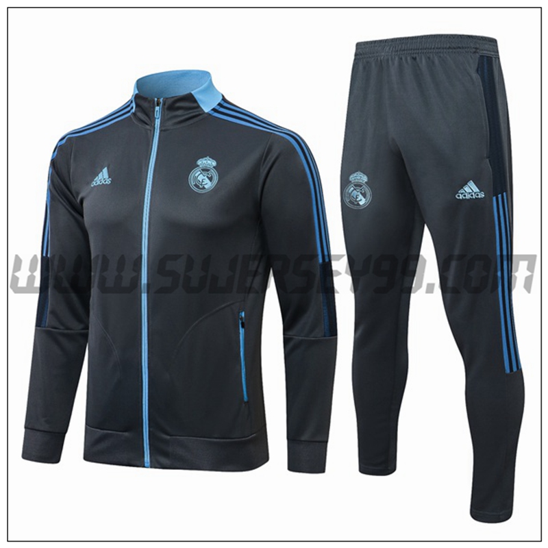 Chaqueta Chandal del Real Madrid Gris Oscuro/Azul 2021 2022