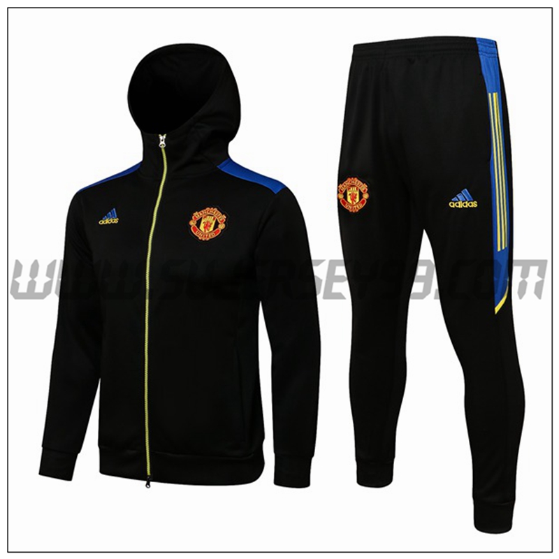 Chaqueta con Capucha Chandal del Manchester City Negro/Azul 2021 2022