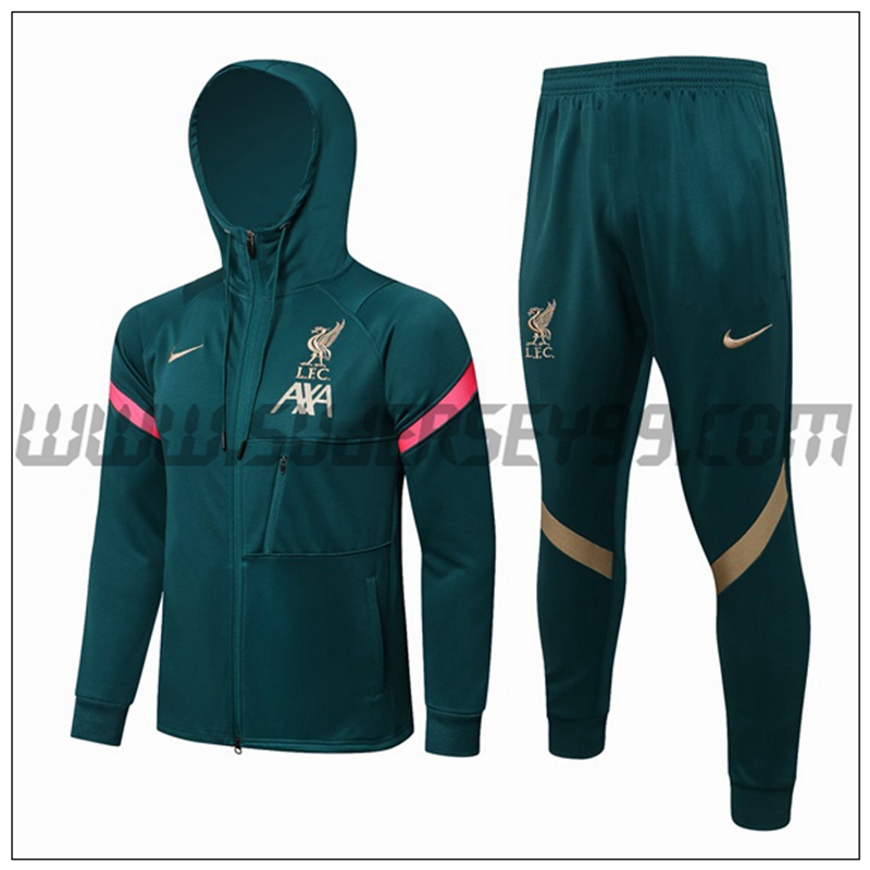 Chaqueta con Capucha Chandal del FC Liverpool Verde 2021 2022