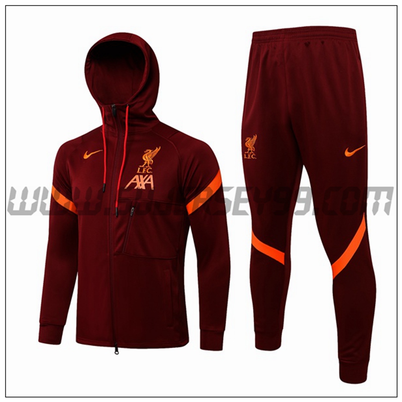 Chaqueta con Capucha Chandal del FC Liverpool Rojo/Naranja 2021 2022