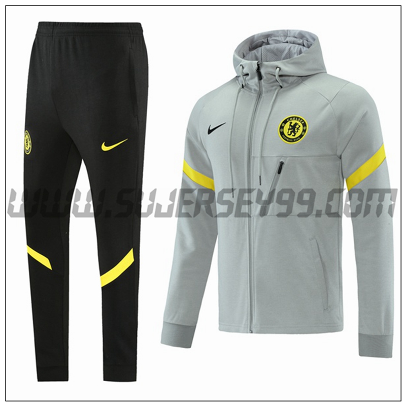 Chaqueta con Capucha Chandal del FC Chelsea Gris 2021 2022