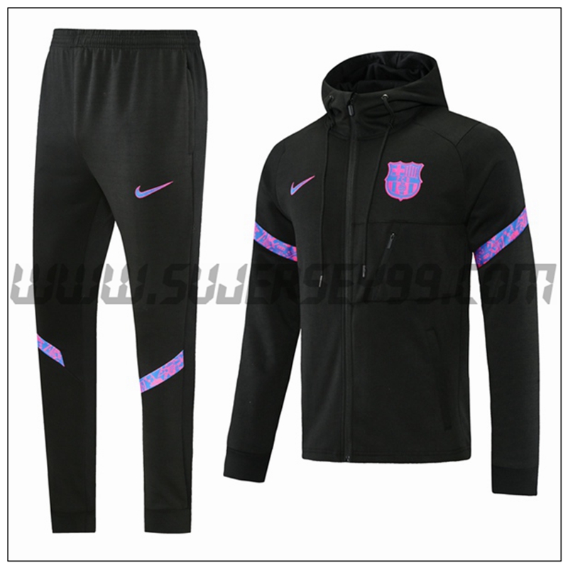 Chaqueta con Capucha Chandal del FC Barcelona Negro/Purpura 2021 2022