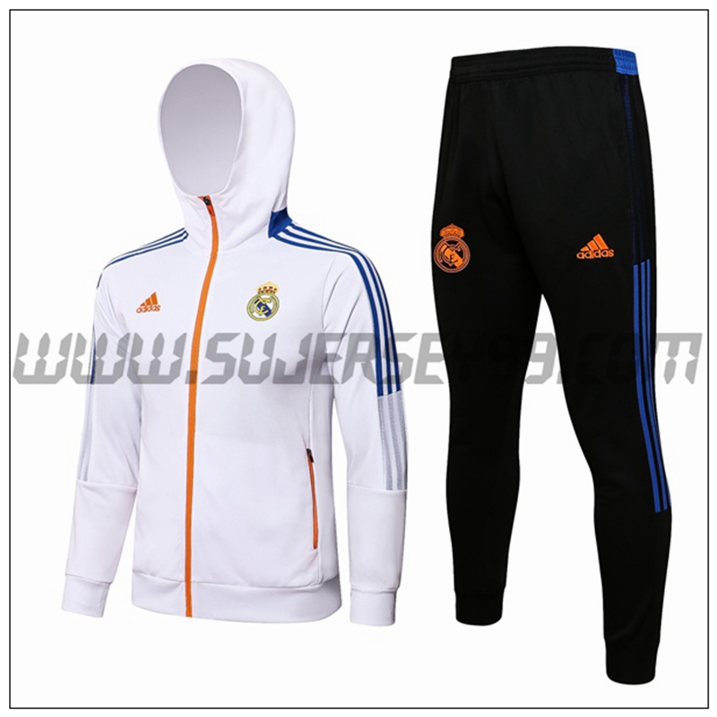 Chaqueta con Capucha Chandal del Real Madrid Blanco/Azul 2021 2022