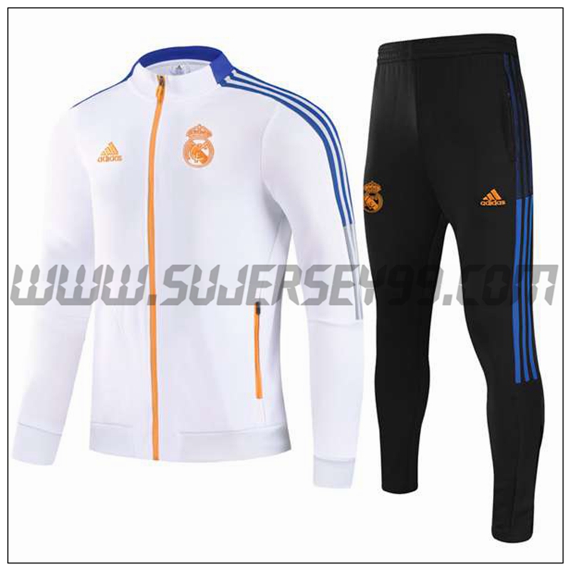 Chaqueta Chandal del Real Madrid Ninos Blanco/Azul 2021 2022