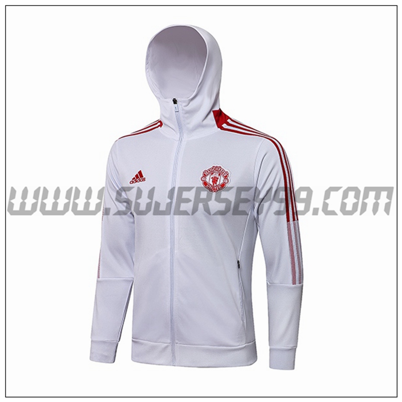 Chaqueta con Capucha Manchester United Rojo/Blanco 2021 2022