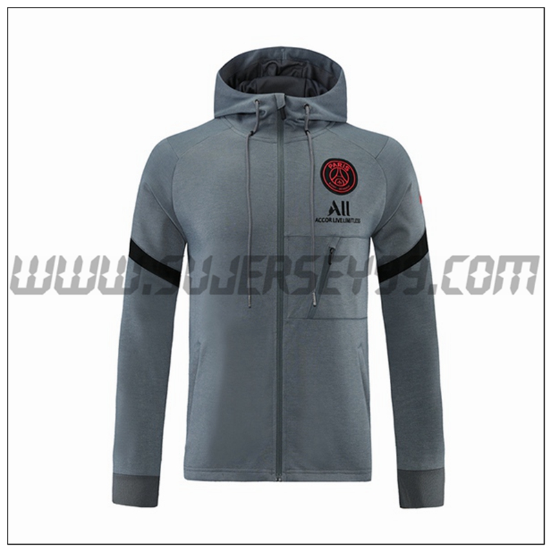 Chaqueta con Capucha Jordon PSG Gris Oscuro 2021 2022