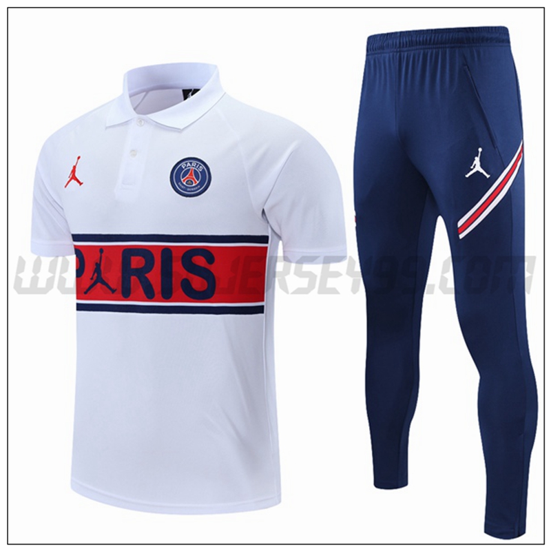 Polo Futbol Jordan PSG + Pantalones Blanco/Rojo 2021 2022