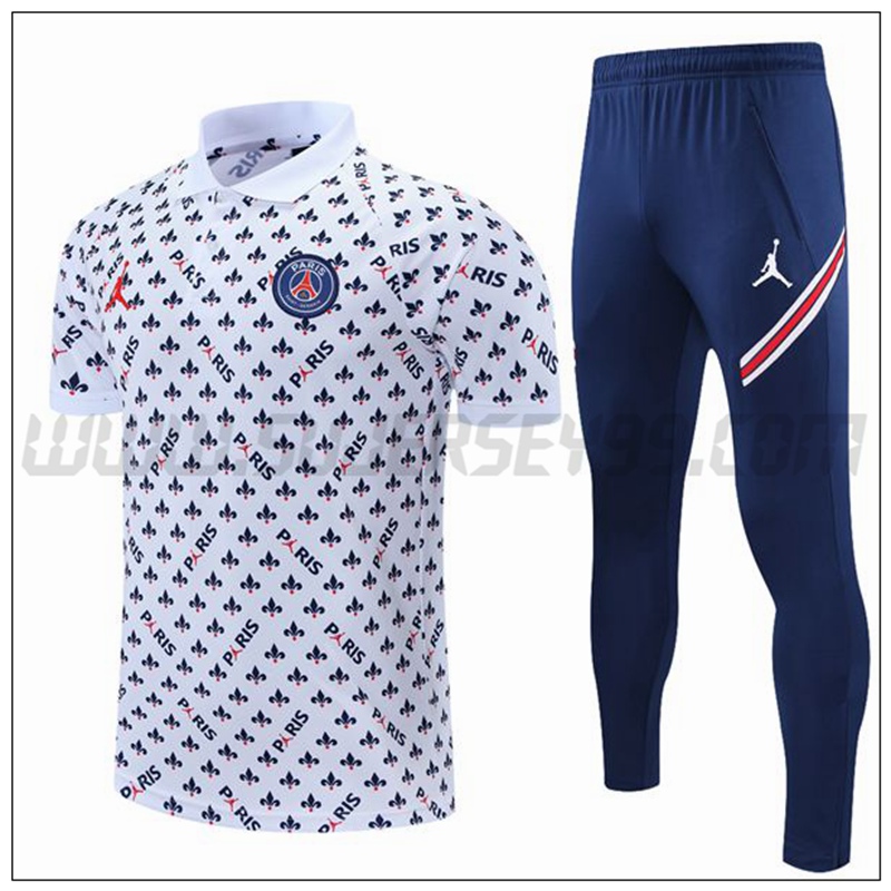 Polo Futbol Jordan PSG + Pantalones Blanco/Negro 2021 2022