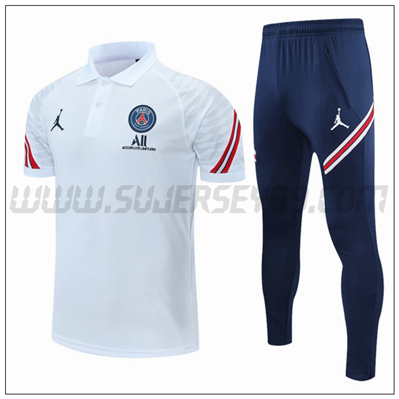 Polo Futbol Jordan PSG + Pantalones Rojo/Blanco 2021 2022