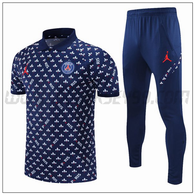 Polo Futbol Jordan PSG + Pantalones Azul Marino/Blanco 2021 2022