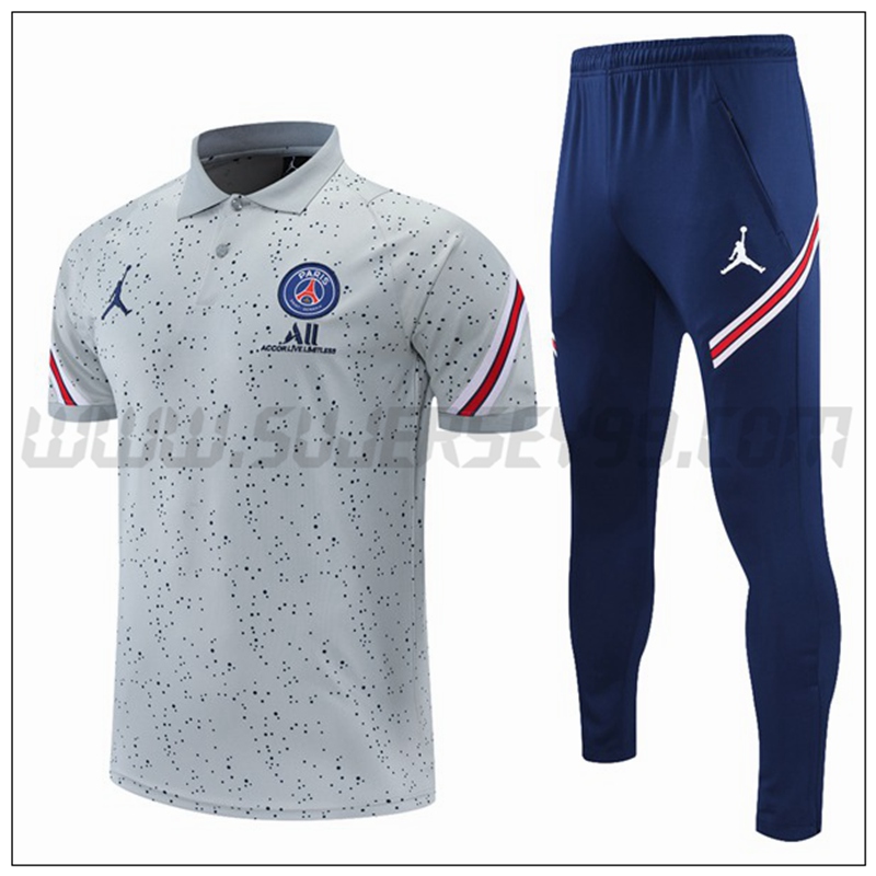 Polo Futbol Jordan PSG + Pantalones Gris/Rojo 2021 2022