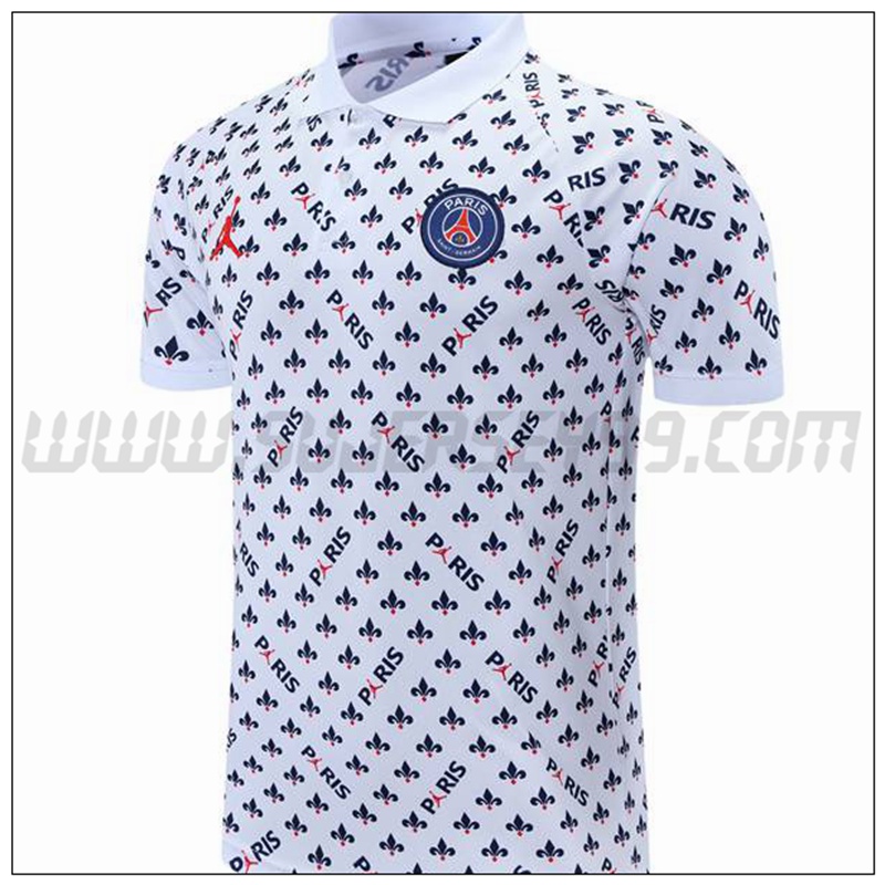 Polo Futbol Jordan PSG Blanco/Negro 2021 2022