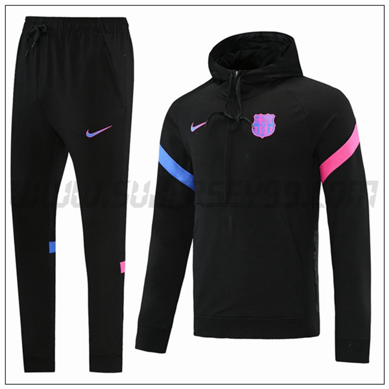 Chaqueta con Capucha Chandal del FC Barcelona Negro/Rojo/Azul 2021 2022