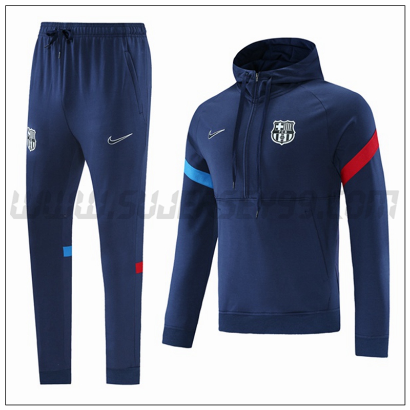 Chaqueta con Capucha Chandal del FC Barcelona Azul Marino/Rojo/Azul 2021 2022