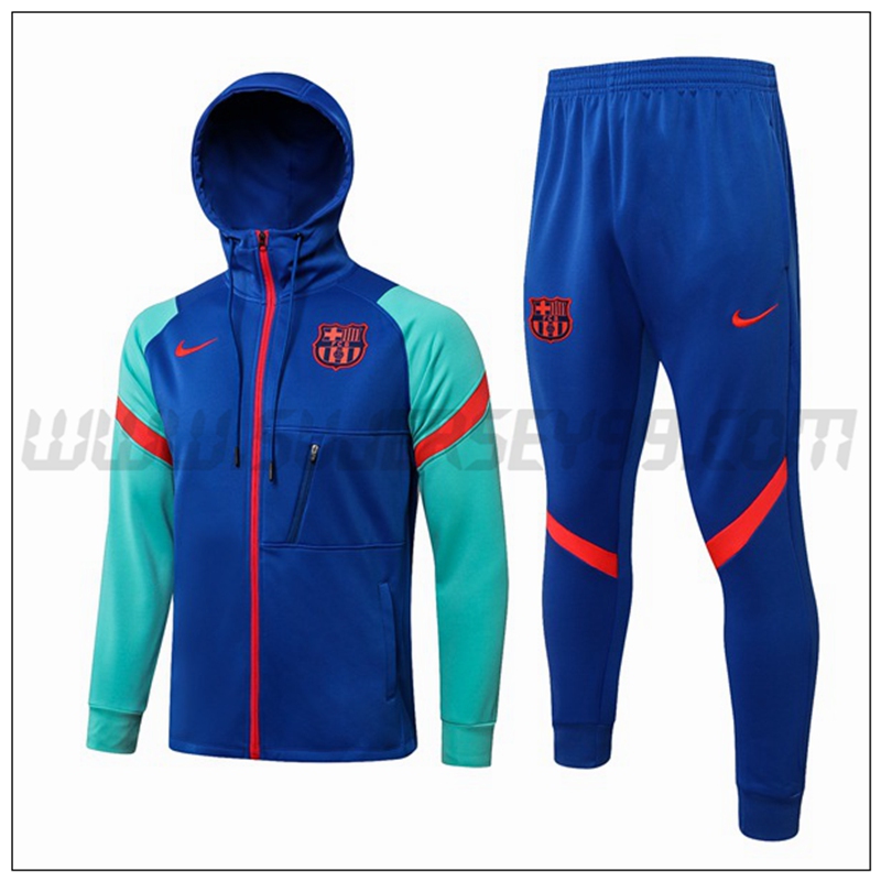 Chaqueta con Capucha Chandal del FC Barcelona Azul/Verde 2021 2022