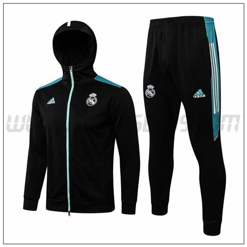 Chaqueta con Capucha Chandal del Real Madrid Negro/Verde 2021 2022