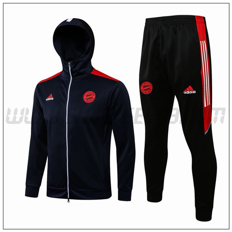 Chaqueta con Capucha Chandal del Bayern Munich Negro/Rojo 2021 2022