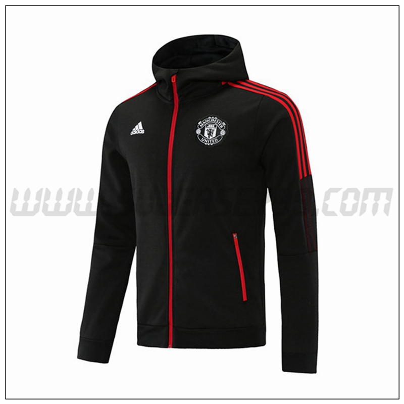 Chaqueta con Capucha Manchester United Negro/Rojo 2021 2022