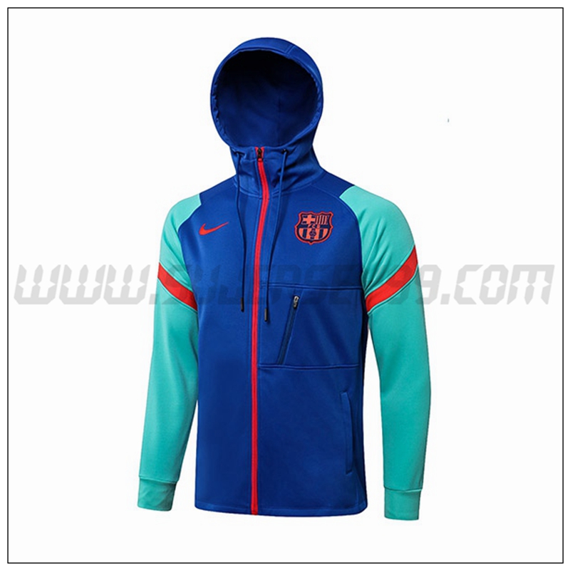 Chaqueta con Capucha FC Barcelona Azul/Verde 2021 2022