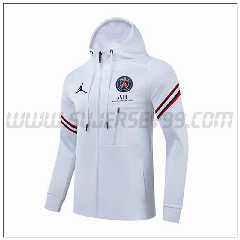 Chaqueta con Capucha Jordon PSG Blanco/Rojo/Negro 2021 2022