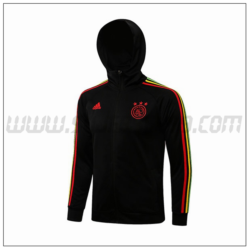 Chaqueta con Capucha AFC Ajax Negro/Rojo 2021 2022