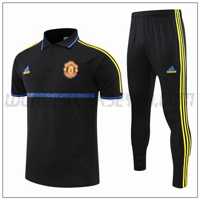 Polo Futbol Manchester United + Pantalones Azul/Negro/Amarillo 2021 2022