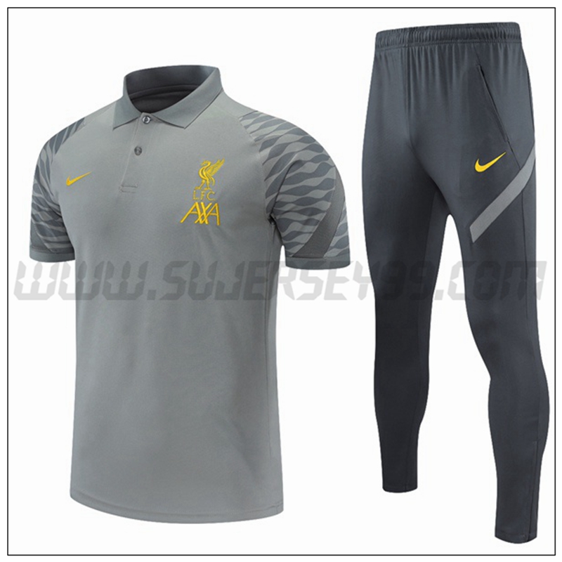 Polo Futbol FC Liverpool + Pantalones Gris 2021 2022