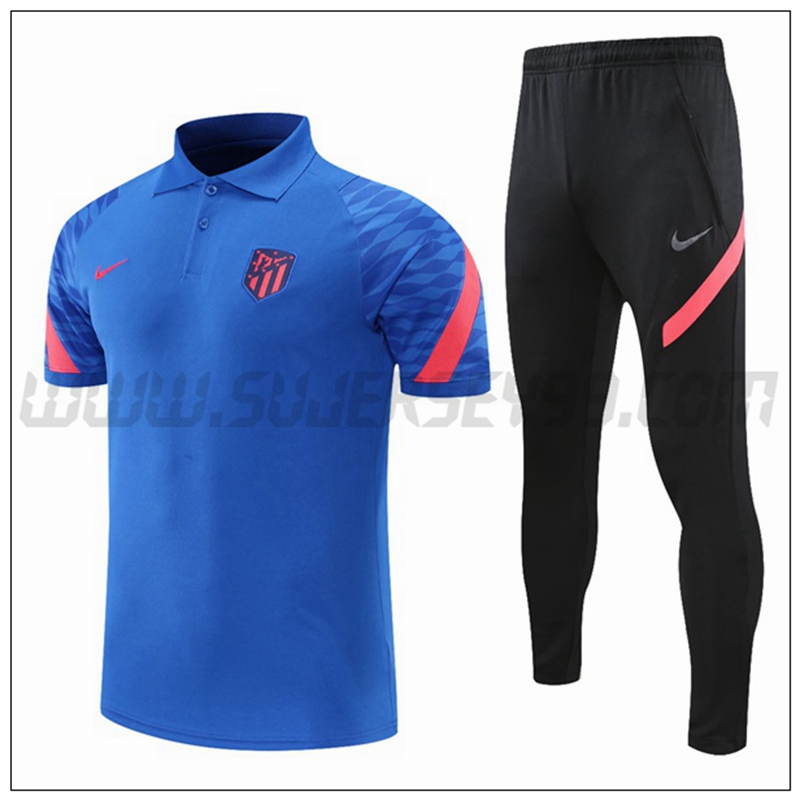 Polo Futbol Atletico Madrid + Pantalones Azul/Rojo 2021 2022