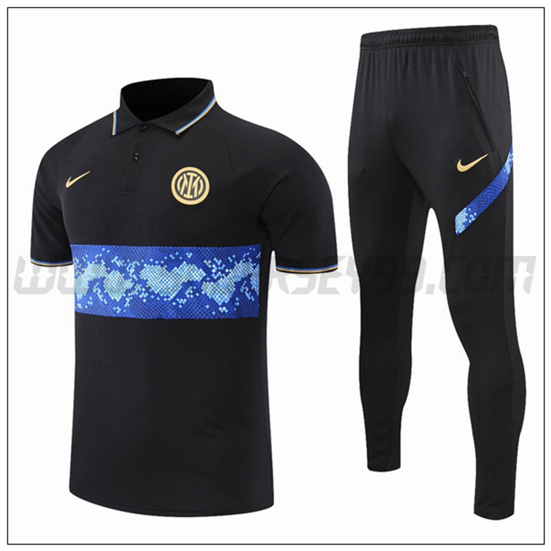 Polo Futbol Inter Milan + Pantalones Negro/Azul 2021 2022