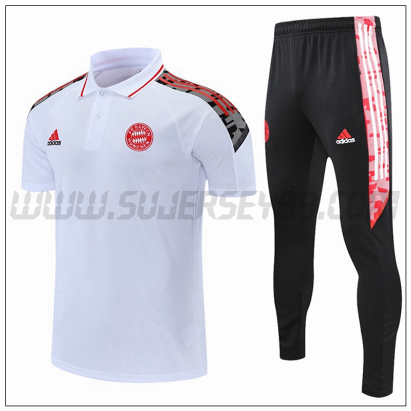 Polo Futbol Bayern Munich + Pantalones Blanco/Rojo 2021 2022