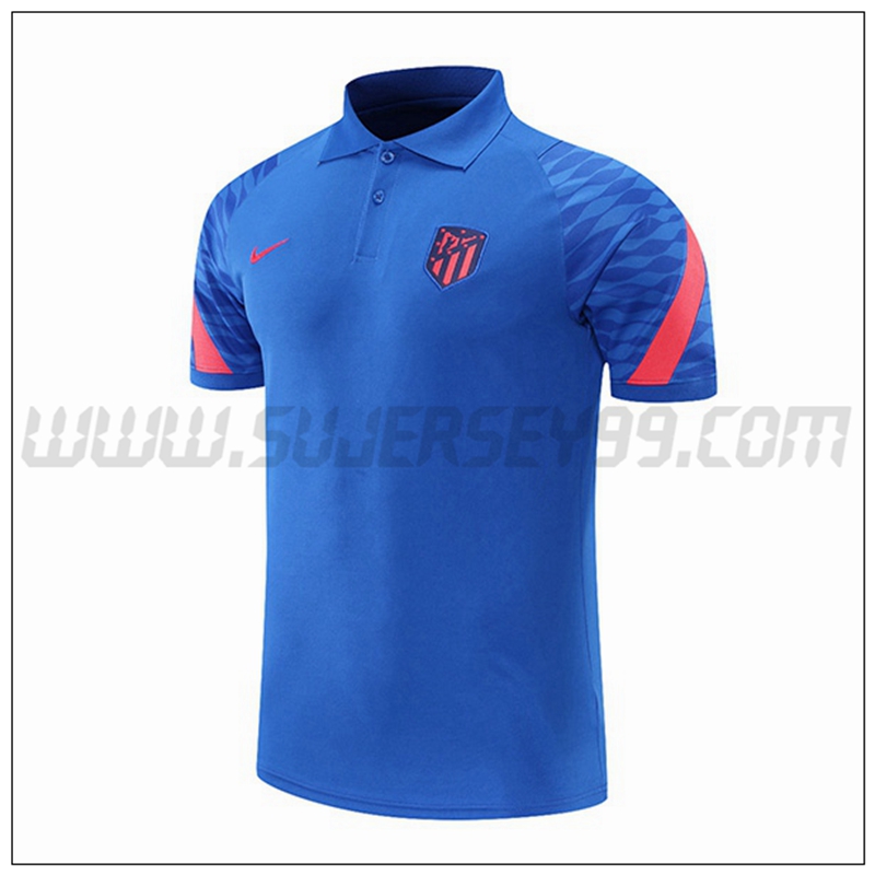 Polo Futbol Atletico Madrid Azul/Rojo 2021 2022