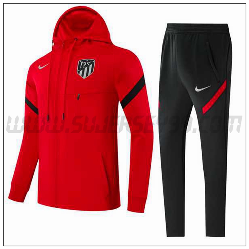 Chaqueta con Capucha Chandal Atletico Madrid Rojo/Negro 2021 2022