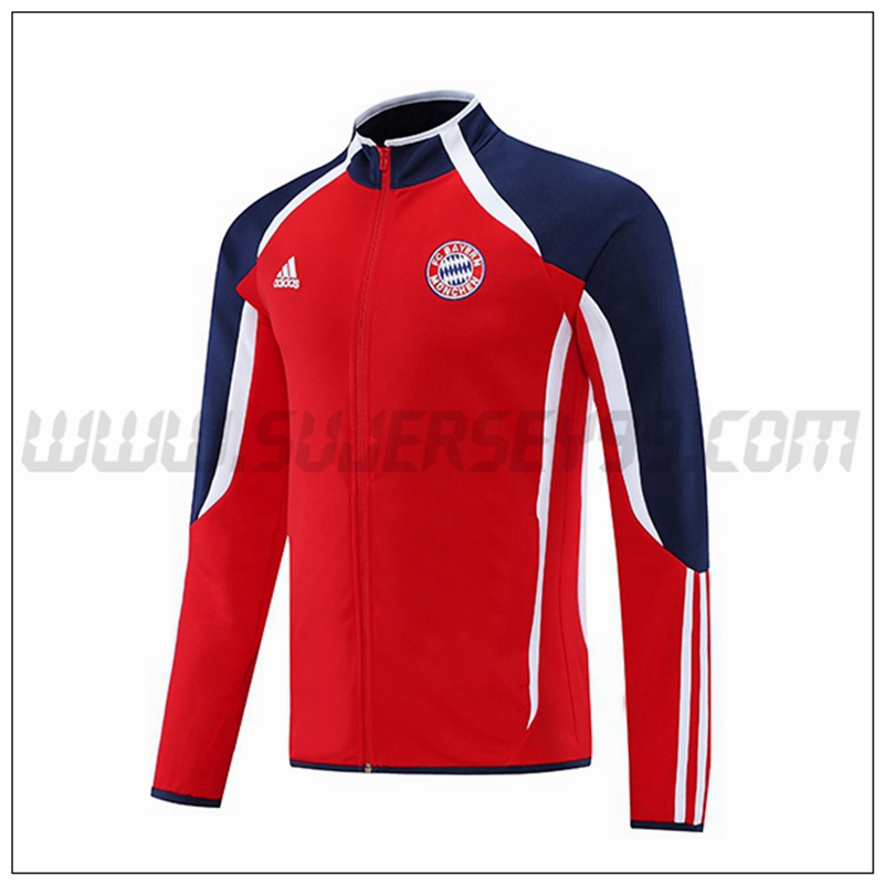 Chaqueta Futbol Bayern Munich Rojo/Blanco/Azul Marino 2021 2022