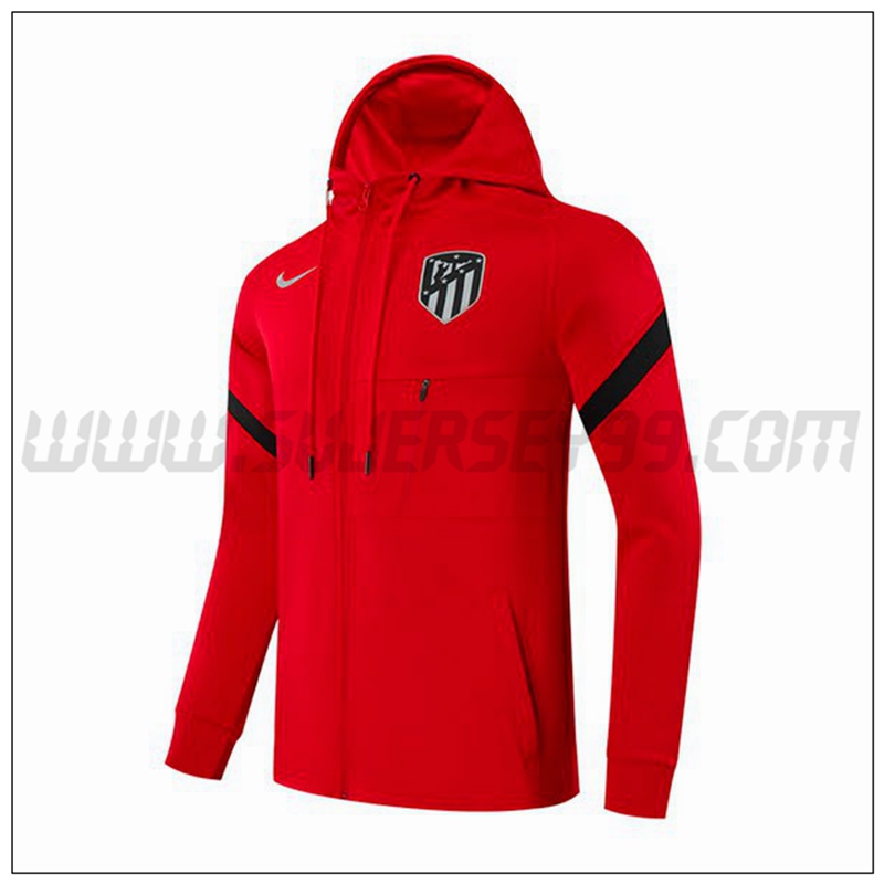 Chaqueta con Capucha Atletico Madrid Rojo/Negro 2021 2022