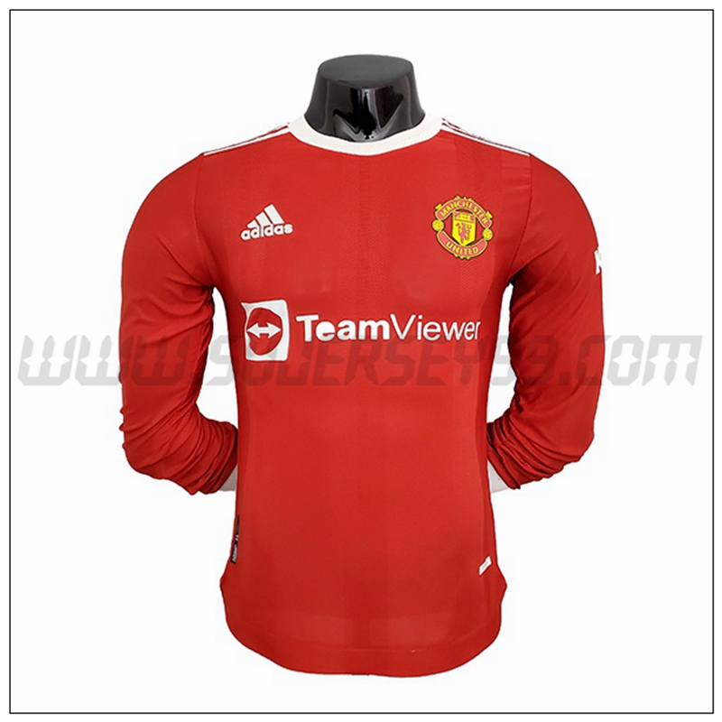 Primera Camiseta Futbol Manchester United Manga Larga 2021 2022