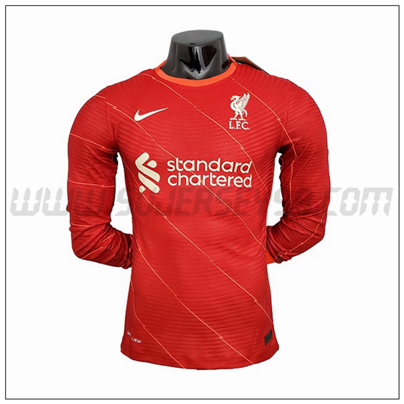 Primera Camiseta Futbol FC Liverpool Manga Larga 2021 2022