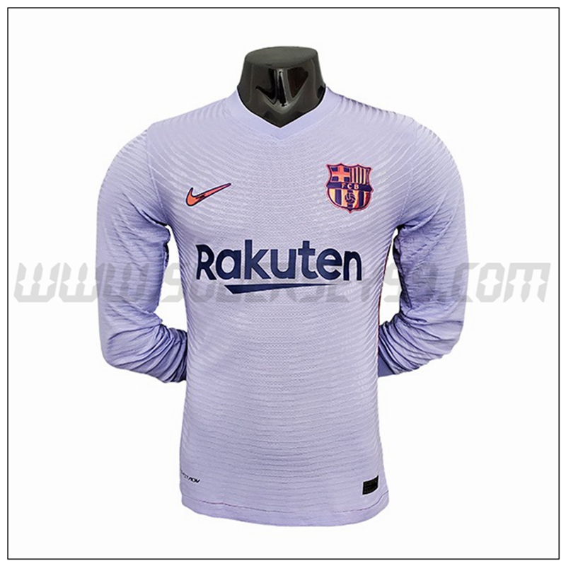 Segunda Camiseta Futbol FC Barcelona Manga Larga 2021 2022